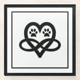 Infinity Paw Prints und Herz Glasuntersetzer