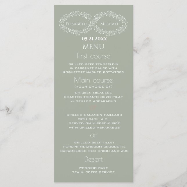 Infinity Salbei botanisch einfache romanische eleg Menükarte (Vorderseite)