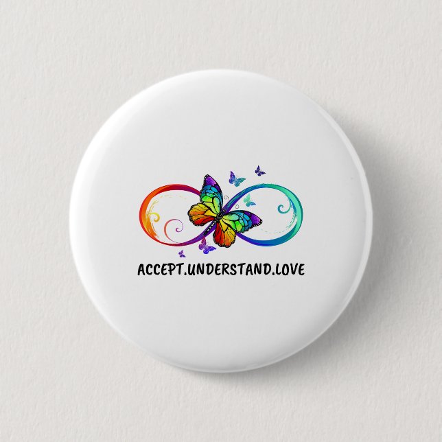 Infinity Sign Accept versteht Liebe Neurodius Button (Vorderseite)