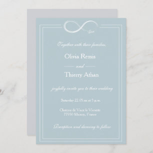 Infinity Sign Dusty Blue Gray White Wedding Einladung
