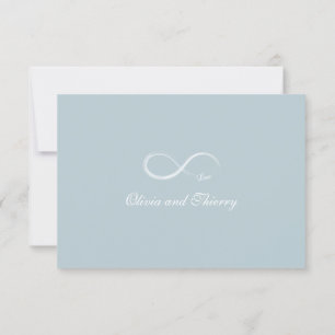 Infinity Sign Dusty Blue Gray White Wedding RSVP Einladung