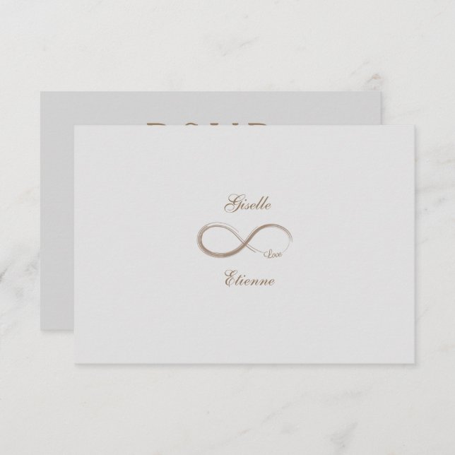 Infinity Sign Gold Grau Individuelle Name Wedding  Einladung (Vorne/Hinten)