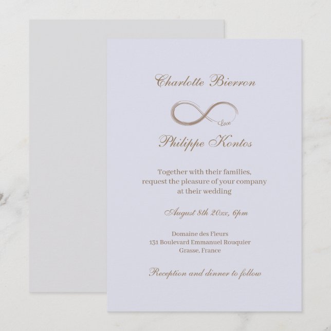 Infinity Sign Lilac Gray Einladung (Vorne/Hinten)