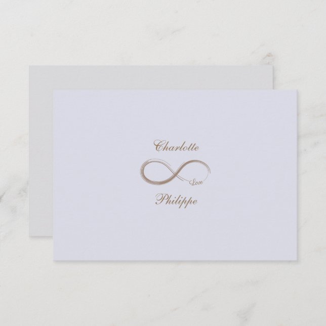 Infinity Sign Lilac Gray Gold Wedding RSVP Einladung (Vorne/Hinten)
