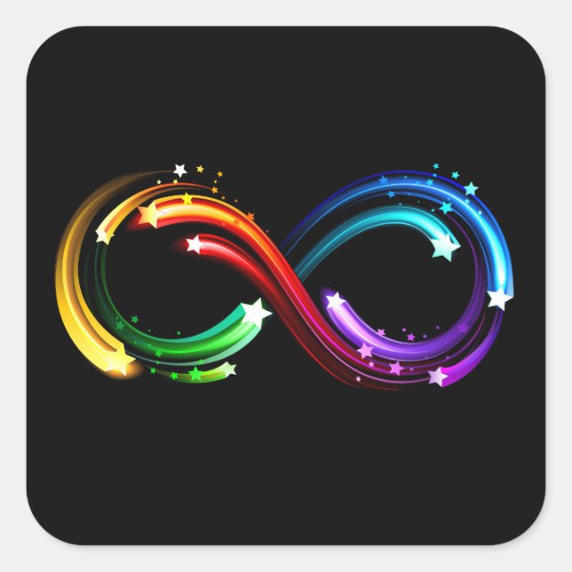 Infinity symbol of rainbow comets quadratischer aufkleber (Vorderseite)