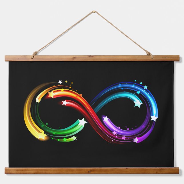 Infinity symbol of rainbow comets wandteppich mit holzrahmen (Vorne)