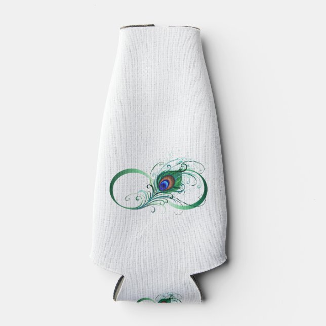 Infinity Symbol with Peacock Feather Flaschenkühler (Vorderseite)