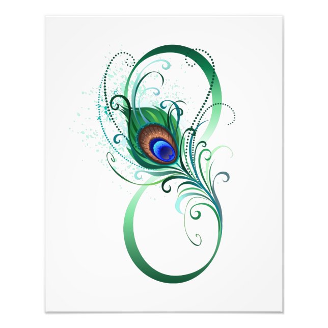 Infinity Symbol with Peacock Feather Fotodruck (Vorne)