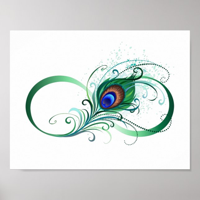 Infinity Symbol with Peacock Feather Poster (Vorne)