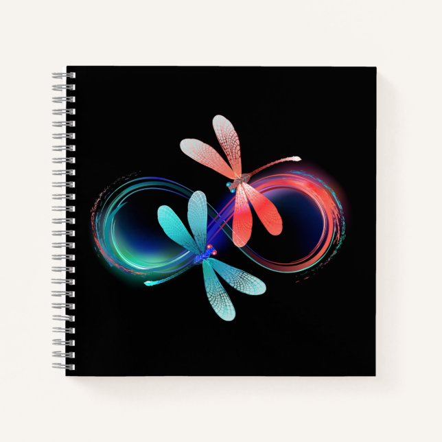 Infinity with glowing dragonflies notizbuch (Vorderseite)
