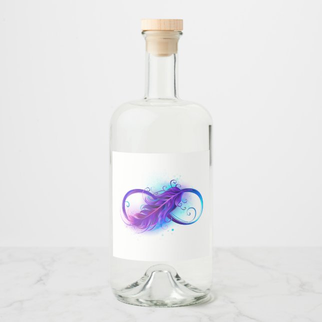Infinity with Purple Feather Alkoholflaschenetikett (Vorderseite)