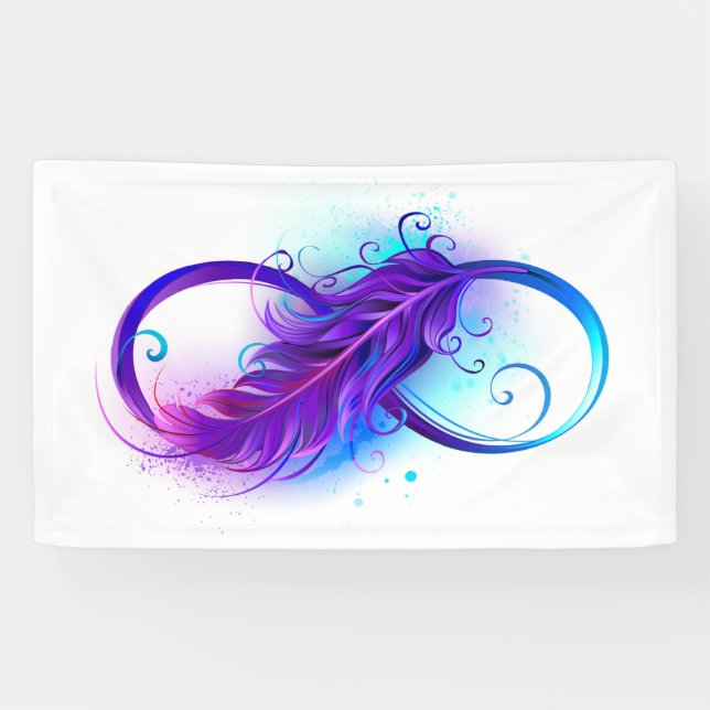 Infinity with Purple Feather Banner (Horizontal)