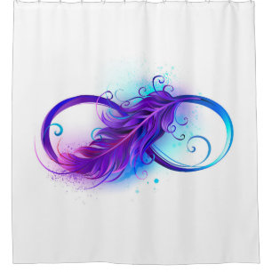 Infinity with Purple Feather Duschvorhang
