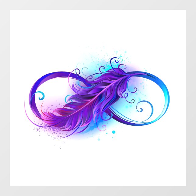 Infinity with Purple Feather Fensteraufkleber (Blatt)