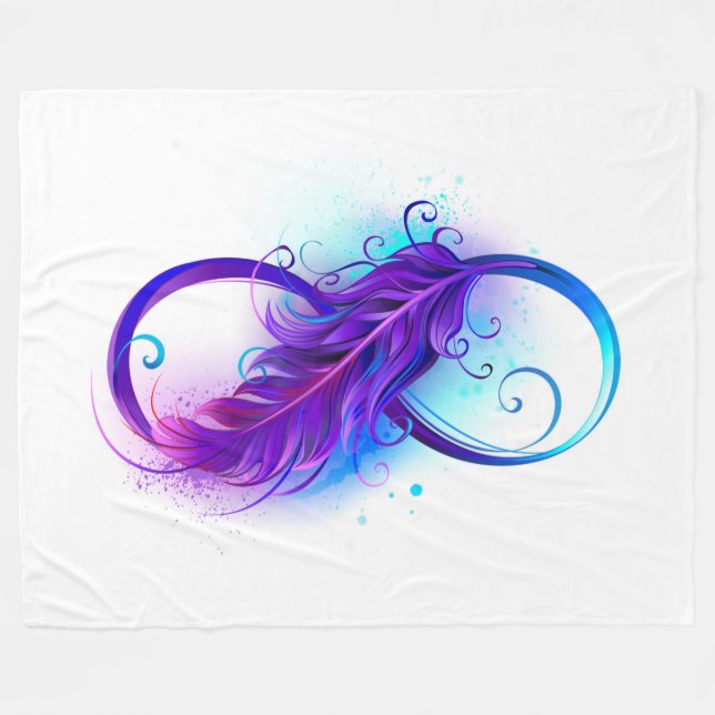 Infinity with Purple Feather Fleecedecke (Vorderseite (Horizontal))