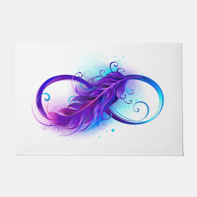 Infinity with Purple Feather Fußmatte (Vorderseite)