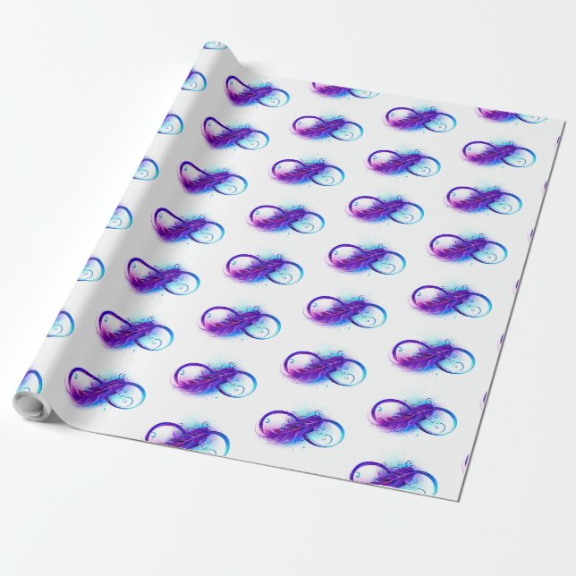 Infinity with Purple Feather Geschenkpapier (Ungerollt)