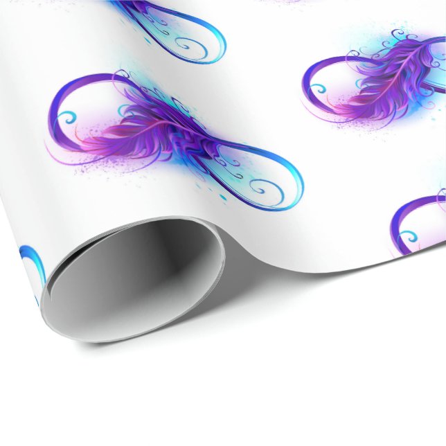 Infinity with Purple Feather Geschenkpapier (Rolleneckpunkt)