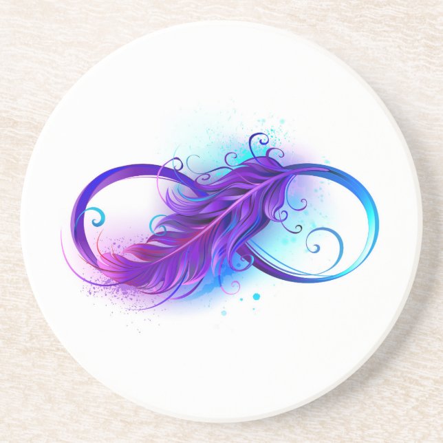 Infinity with Purple Feather Getränkeuntersetzer (Vorne)