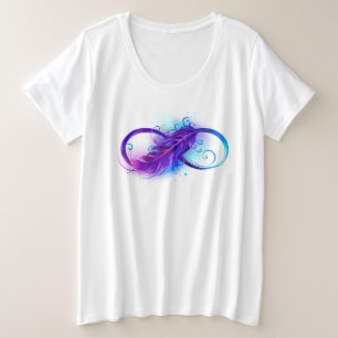 Infinity with Purple Feather Große Größe T-Shirt