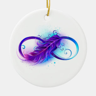 Infinity with Purple Feather Keramik Ornament