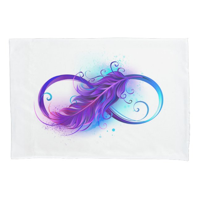 Infinity with Purple Feather Kissenbezug (Vorderseite-Links)
