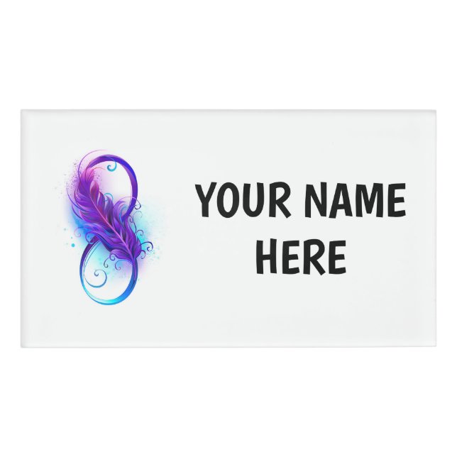 Infinity with Purple Feather Namenschild (Vorderseite)