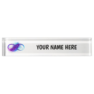 Infinity with Purple Feather Namensplakette
