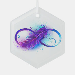 Infinity with Purple Feather Ornament Aus Glas