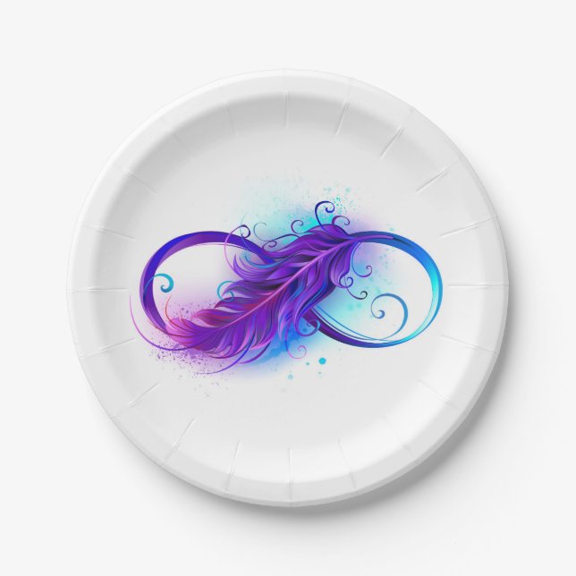 Infinity with Purple Feather Pappteller (Vorderseite)