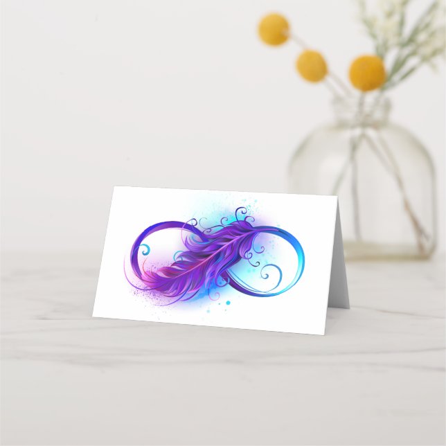 Infinity with Purple Feather Platzkarte (Vorderseite)