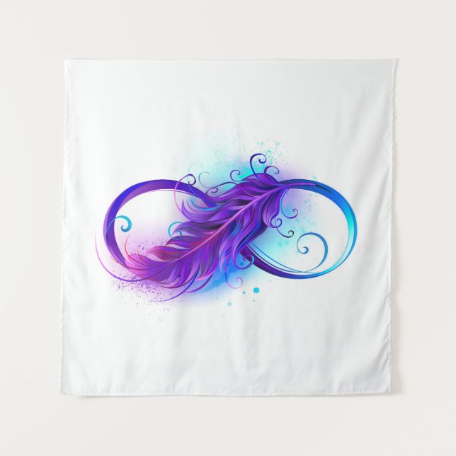 Infinity with Purple Feather Wandteppich (Vorderseite)