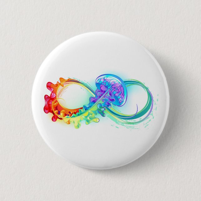Infinity with Rainbow Jellyfish Button (Vorderseite)