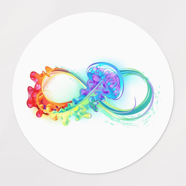 Infinity with Rainbow Jellyfish Etiketten (Design 1)