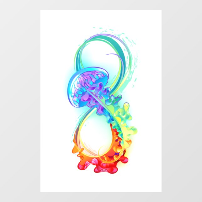 Infinity with Rainbow Jellyfish Fensteraufkleber (Blatt)