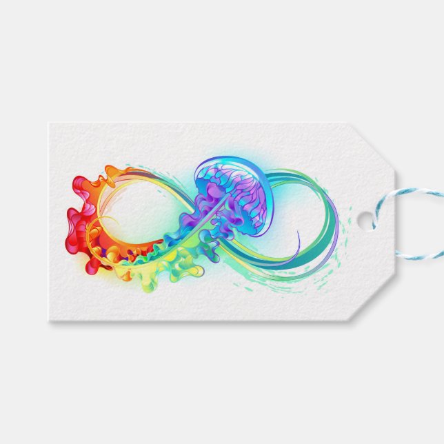 Infinity with Rainbow Jellyfish Geschenkanhänger (Vorderseite (Horizontal))