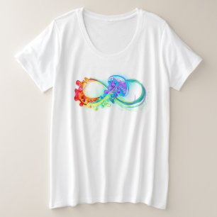 Infinity with Rainbow Jellyfish Große Größe T-Shirt