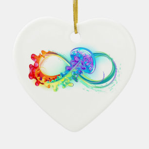 Infinity with Rainbow Jellyfish Keramik Ornament