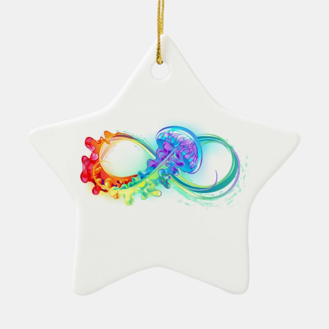 Infinity with Rainbow Jellyfish Keramik Ornament (Vorne)