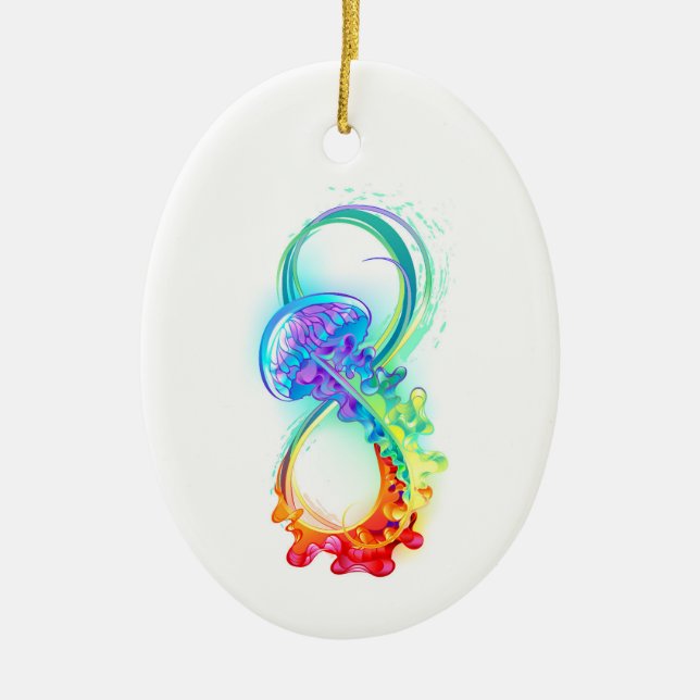 Infinity with Rainbow Jellyfish Keramik Ornament (Vorne)