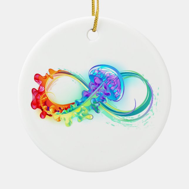 Infinity with Rainbow Jellyfish Keramik Ornament (Vorne)