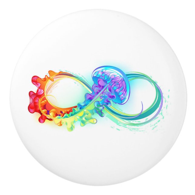 Infinity with Rainbow Jellyfish Keramikknauf (Vorderseite)
