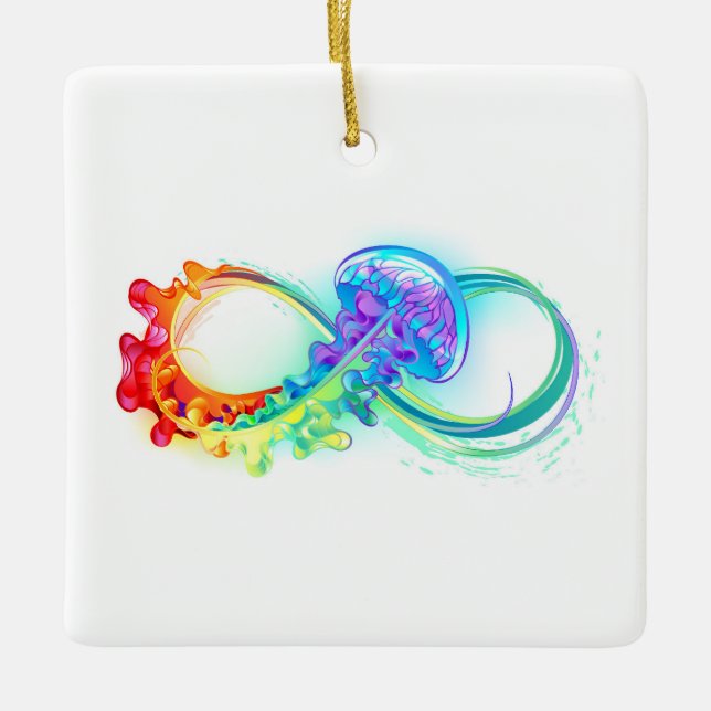 Infinity with Rainbow Jellyfish Keramikornament (Vorderseite)