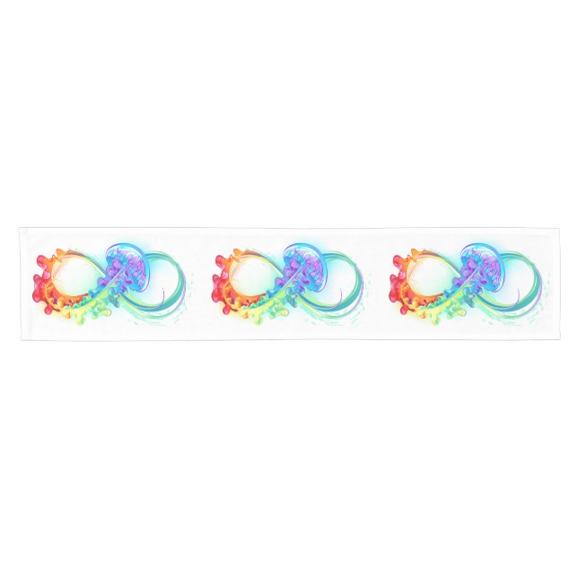 Infinity with Rainbow Jellyfish Kurzer Tischläufer (Horizontal)