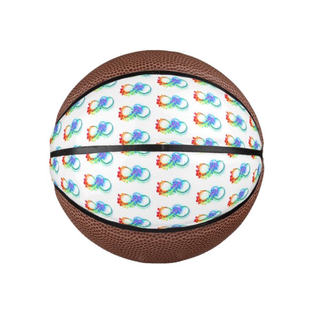 Infinity with Rainbow Jellyfish Mini Basketball (Vorderseite)