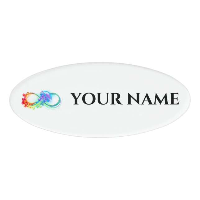 Infinity with Rainbow Jellyfish Namenschild (Vorderseite)