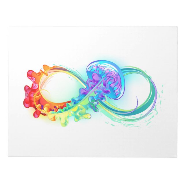 Infinity with Rainbow Jellyfish Notizblock (Vorderseite)