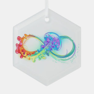 Infinity with Rainbow Jellyfish Ornament Aus Glas