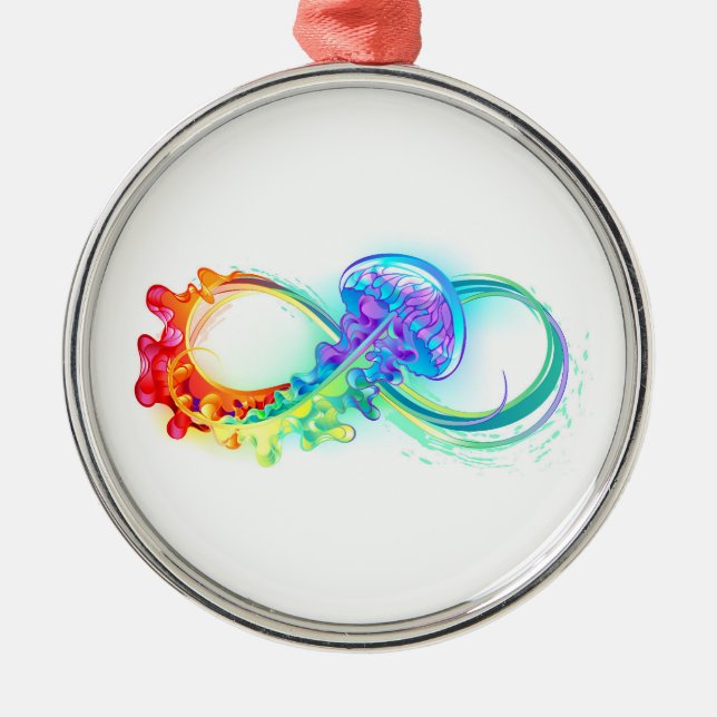 Infinity with Rainbow Jellyfish Ornament Aus Metall (Vorne)