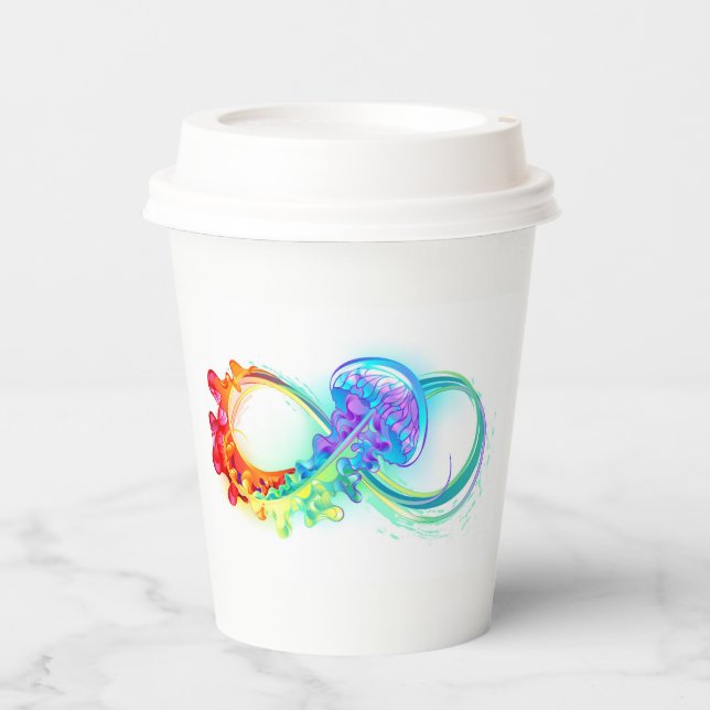 Infinity with Rainbow Jellyfish Pappbecher (Vorderseite)